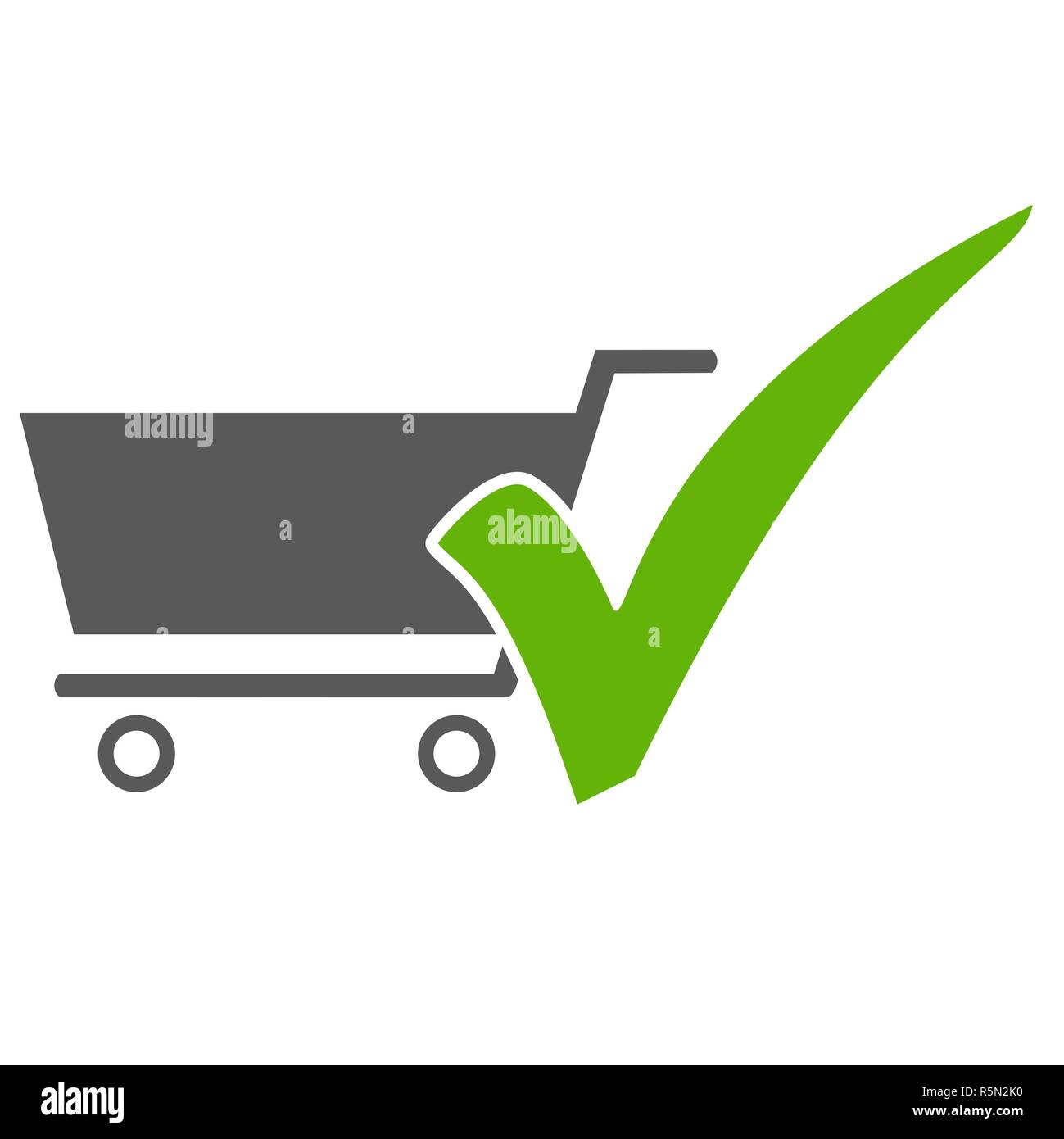 shopping cart with green check mark Stock Photo Alamy