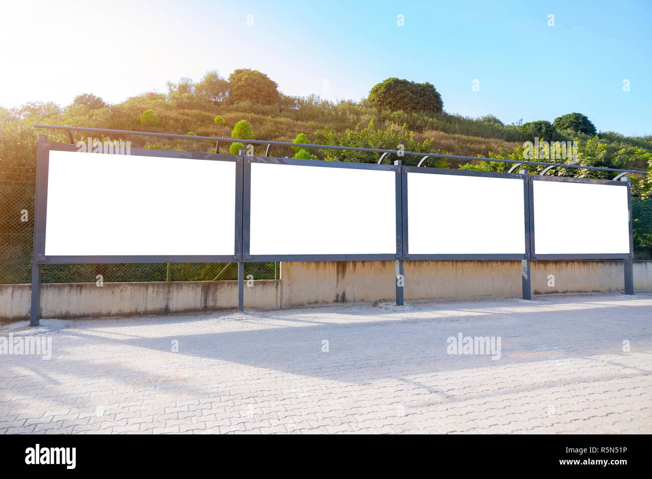Four blank frame billboard mockup Stock Photo Alamy