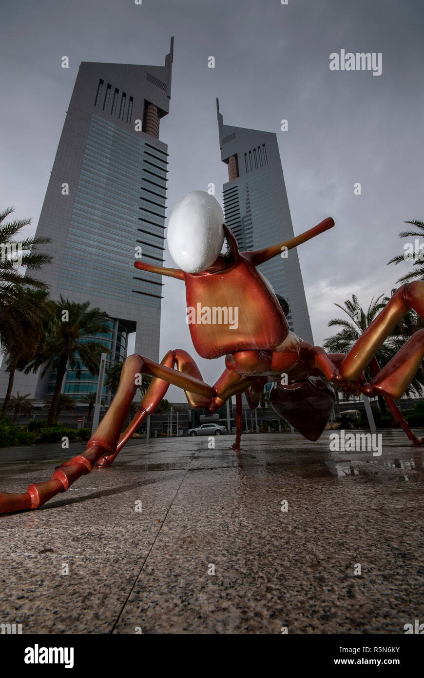 Modern art sculpture by Emirates Towers, Dubai, UAE Stock Photo Alamy