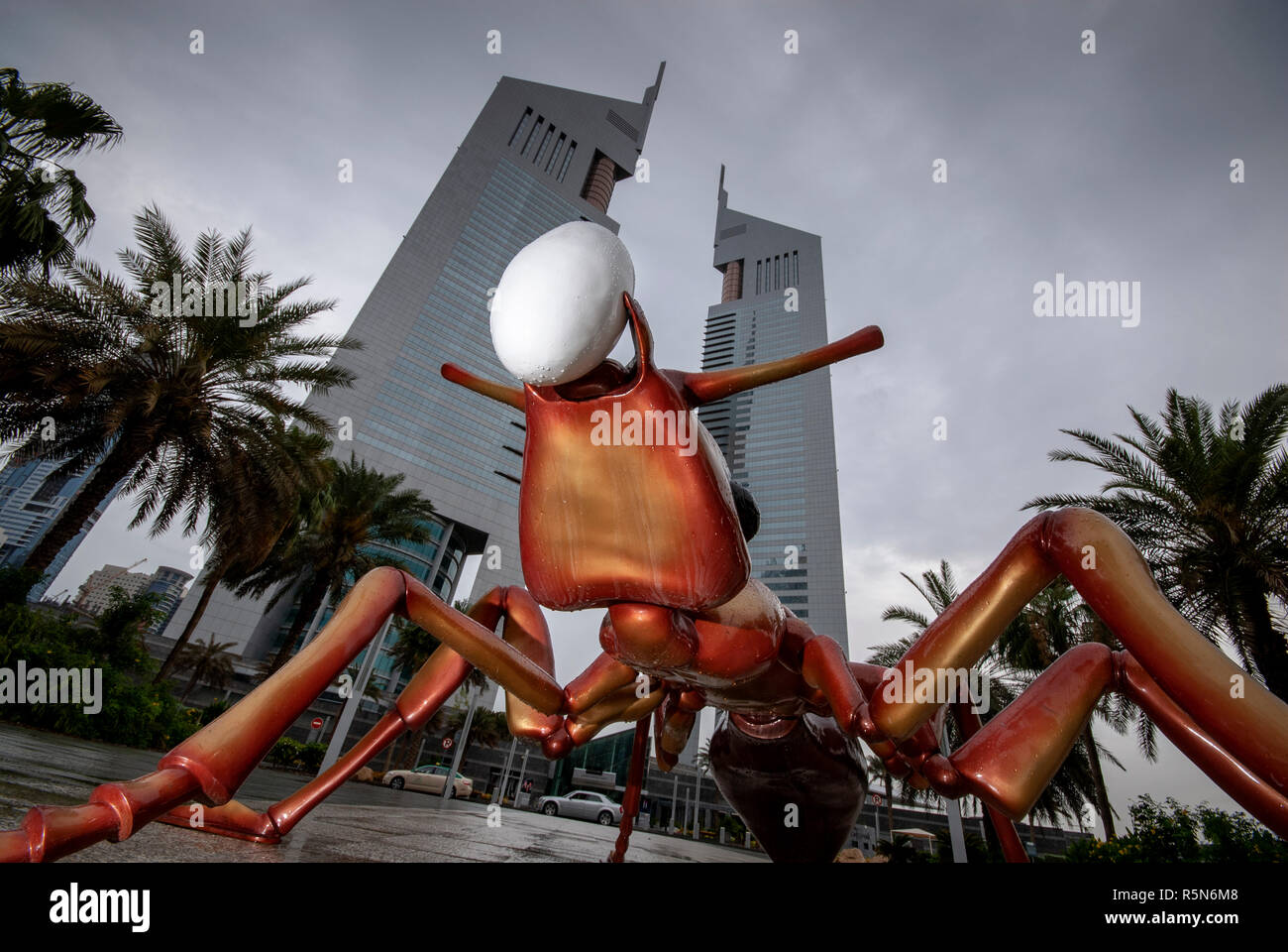Modern art sculpture by Emirates Towers, Dubai, UAE Stock Photo Alamy