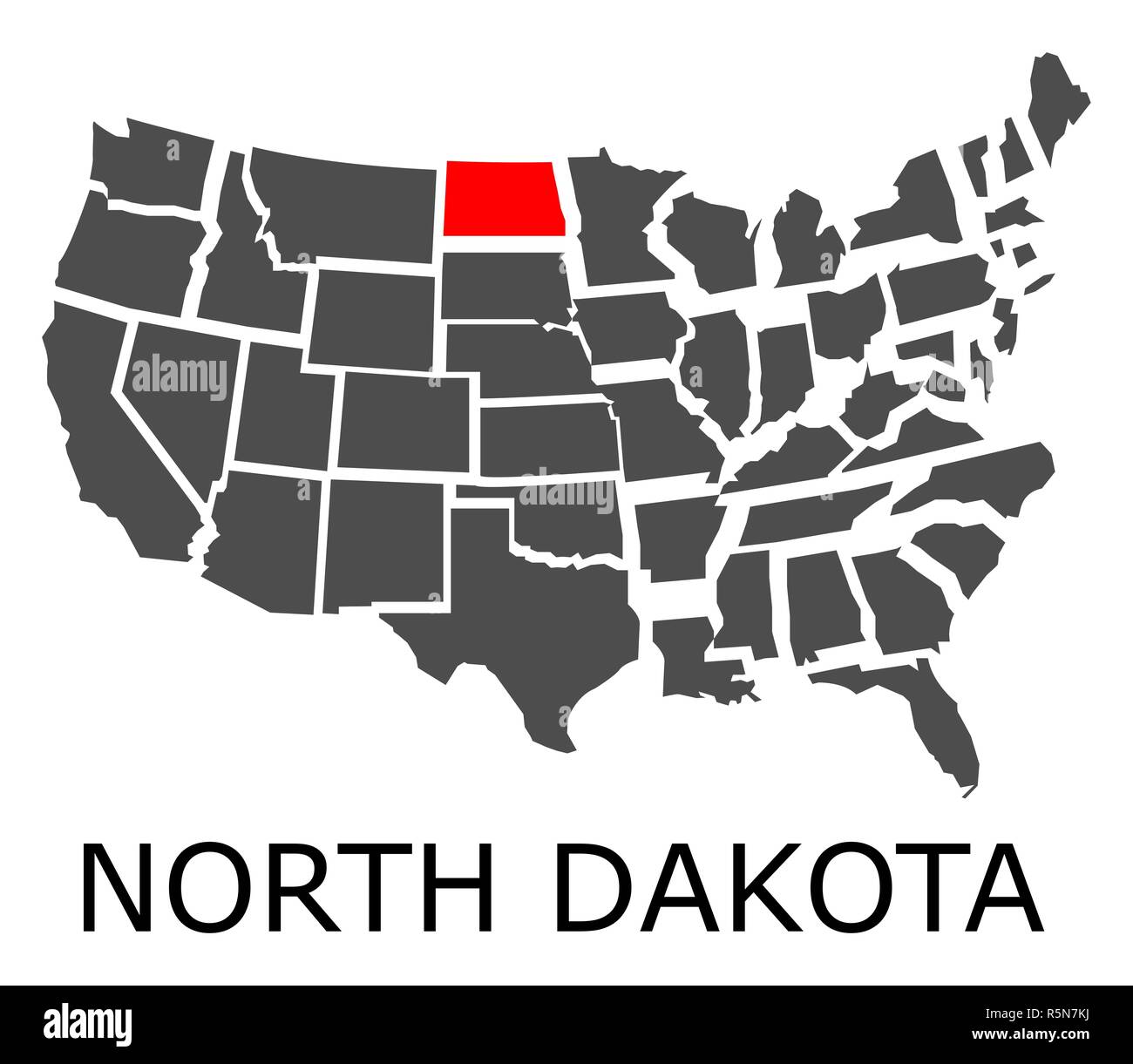 State of North Dakota on map of - State Of North Dakota On Map Of Usa R5N7KJ 
