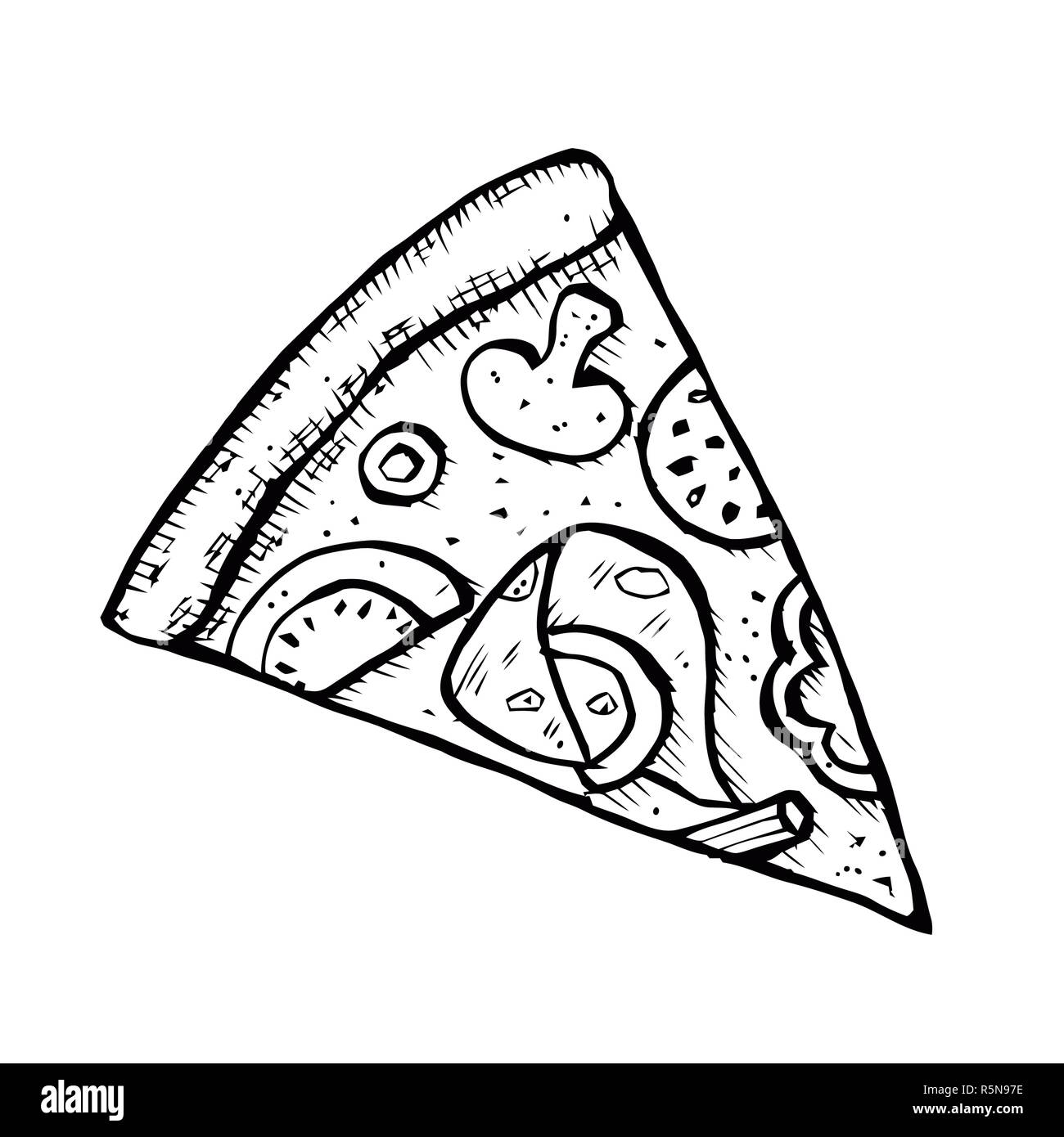 Pizza Hand Drawn Vector Illustration Pizza Slices In Pieces Of Corners
