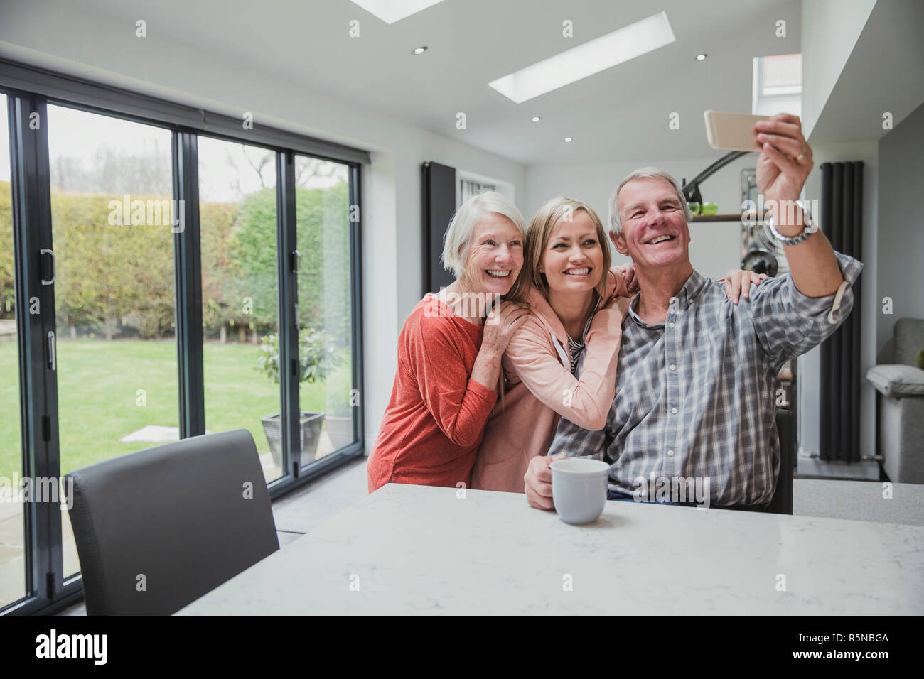 Family Selfie At Home Stock Photo