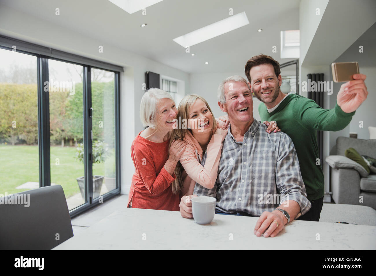 Family Selfie At Home Stock Photo