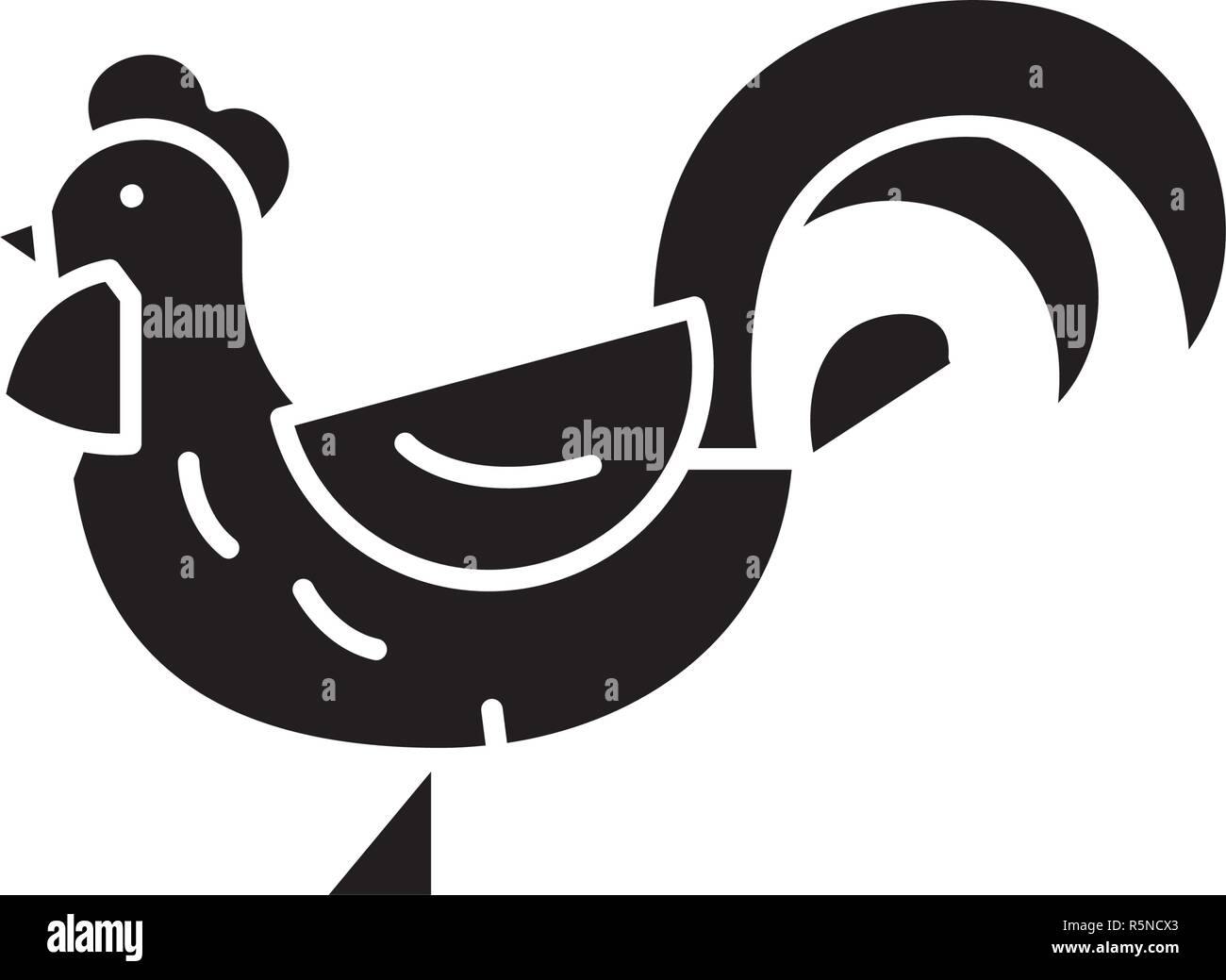 Cute cock black icon, vector sign on isolated background. Cute cock