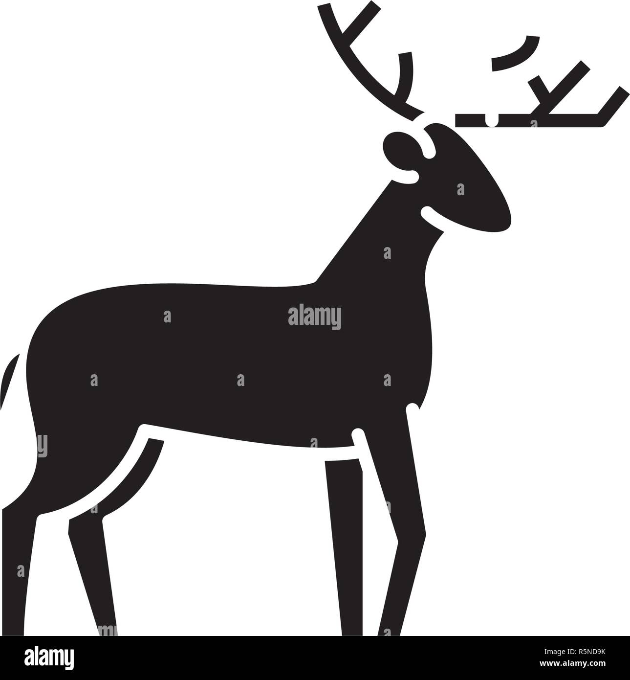 Forest deer black icon, vector sign on isolated background. Forest deer concept symbol, illustration  Stock Vector