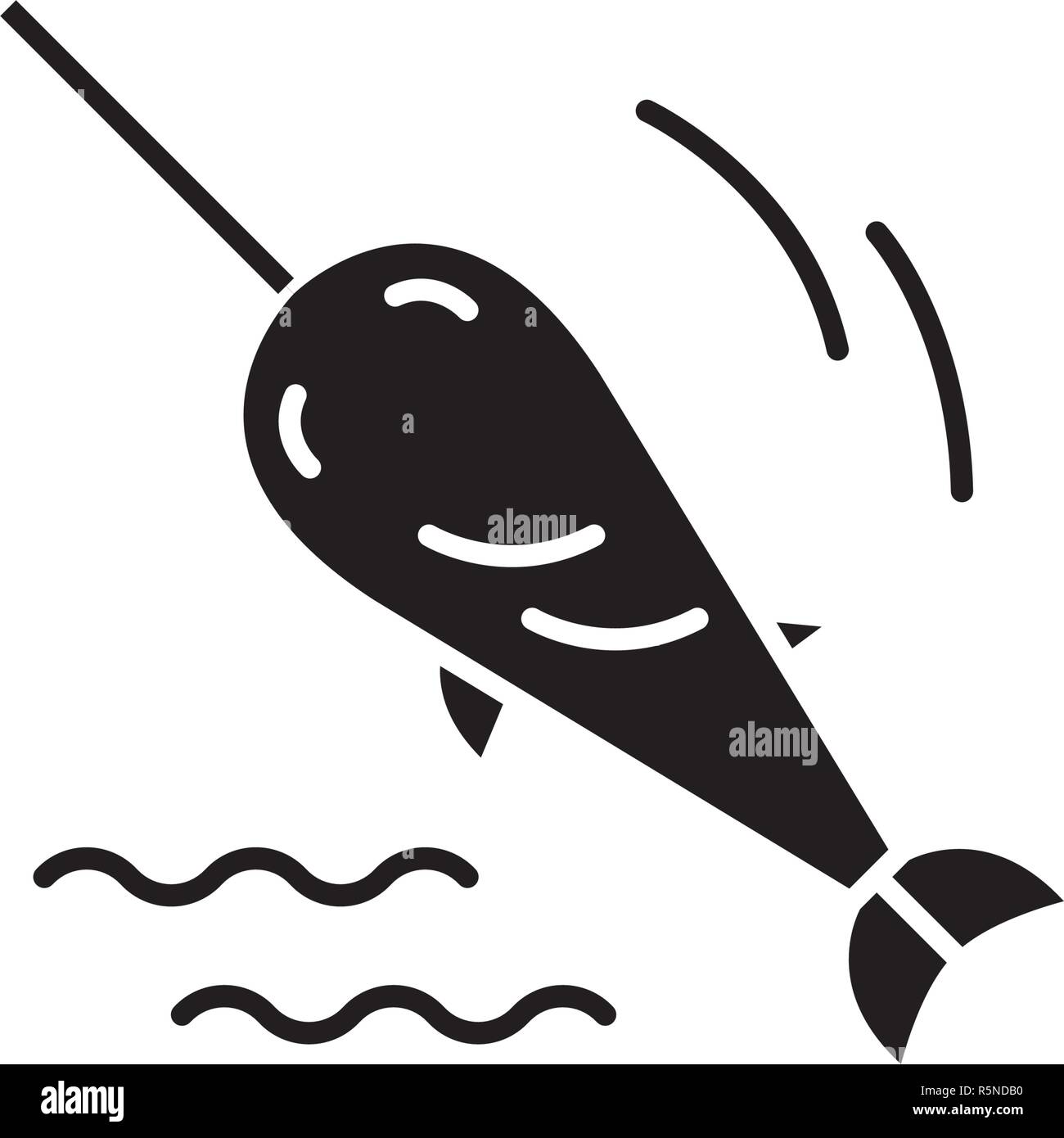 Swordfish black icon, vector sign on isolated background. Swordfish concept symbol, illustration  Stock Vector
