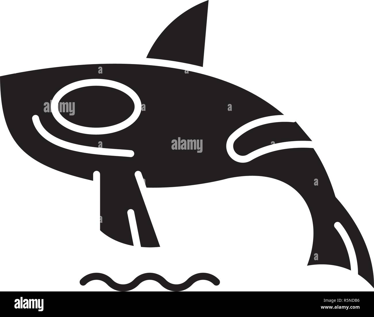 Shark killer whale black icon, vector sign on isolated background. Shark killer whale concept symbol, illustration  Stock Vector