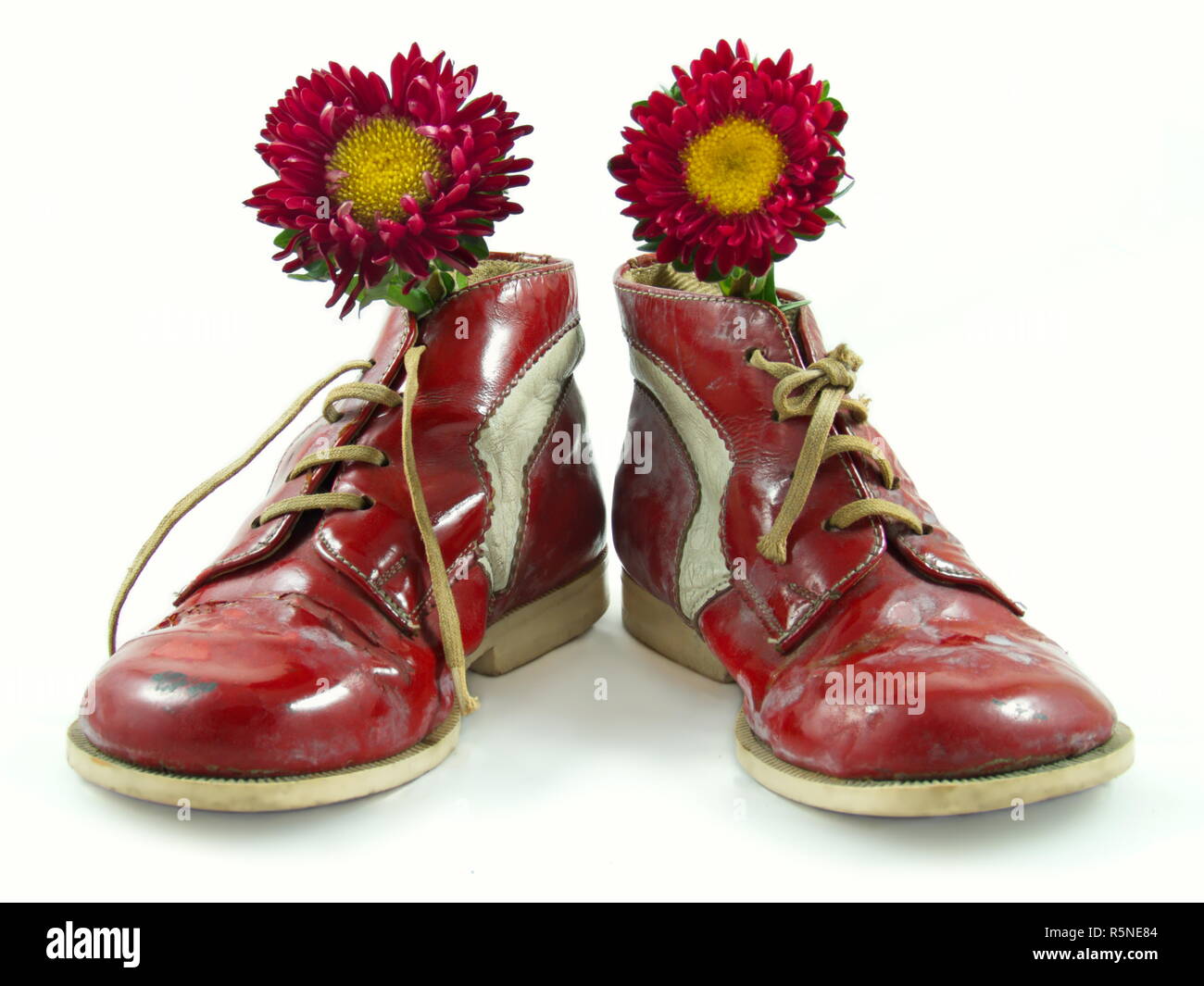 Children's shoes with flowers Stock Photo