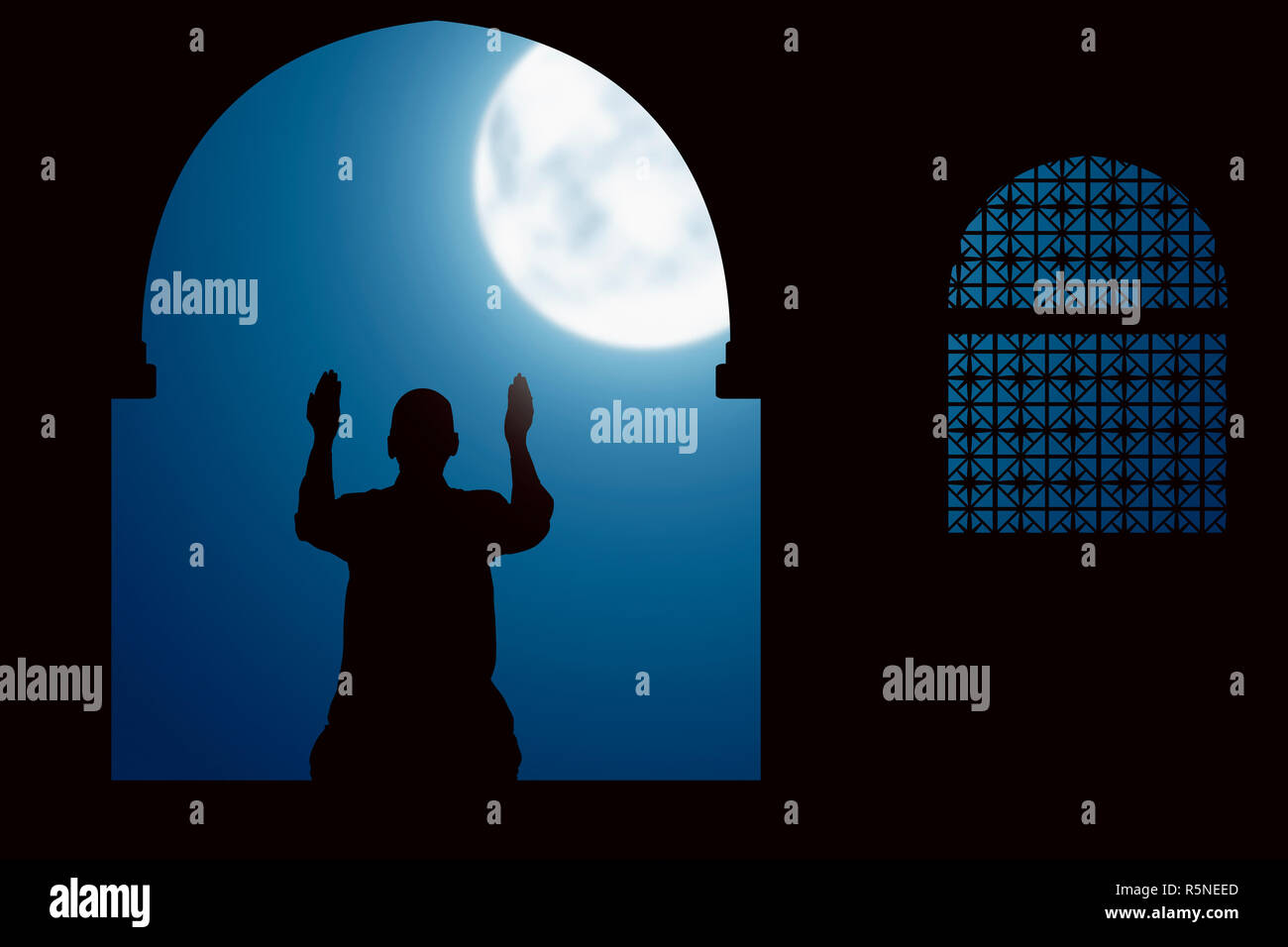 Image of silhouette man praying Stock Photo - Alamy