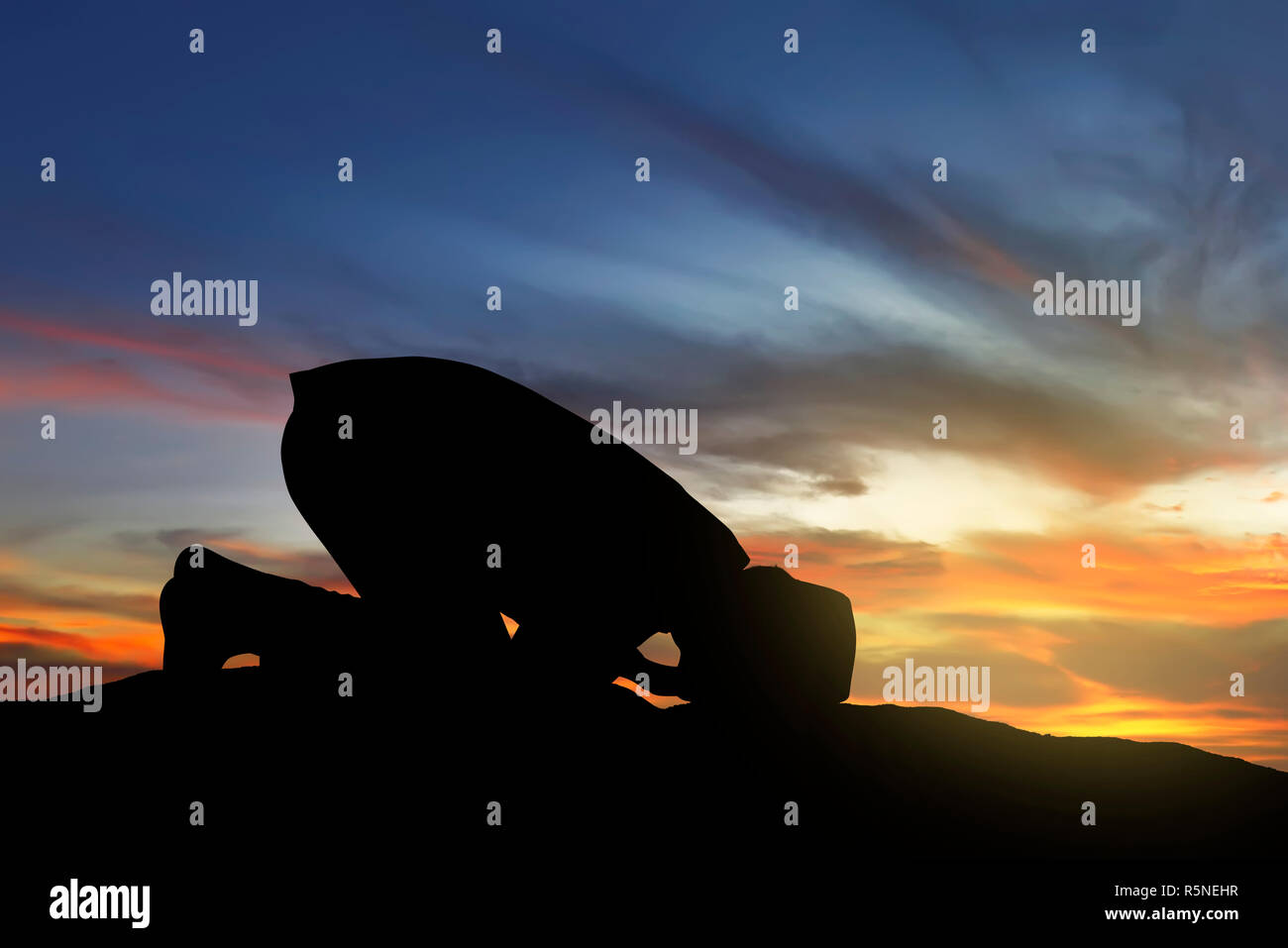 Image of silhouette man praying Stock Photo - Alamy