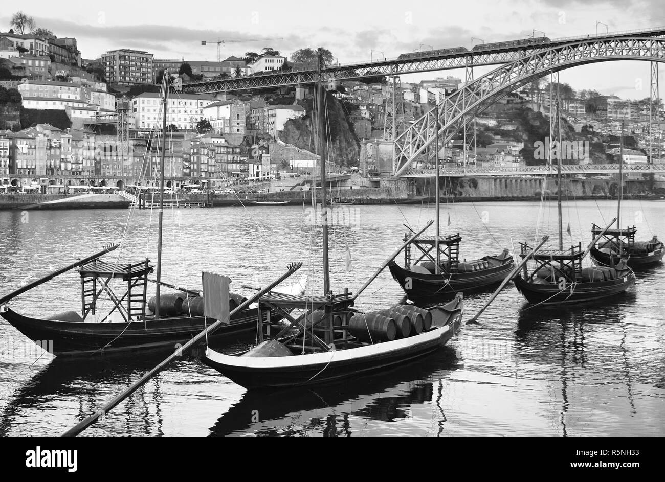 Porto black and white skyline Stock Photo