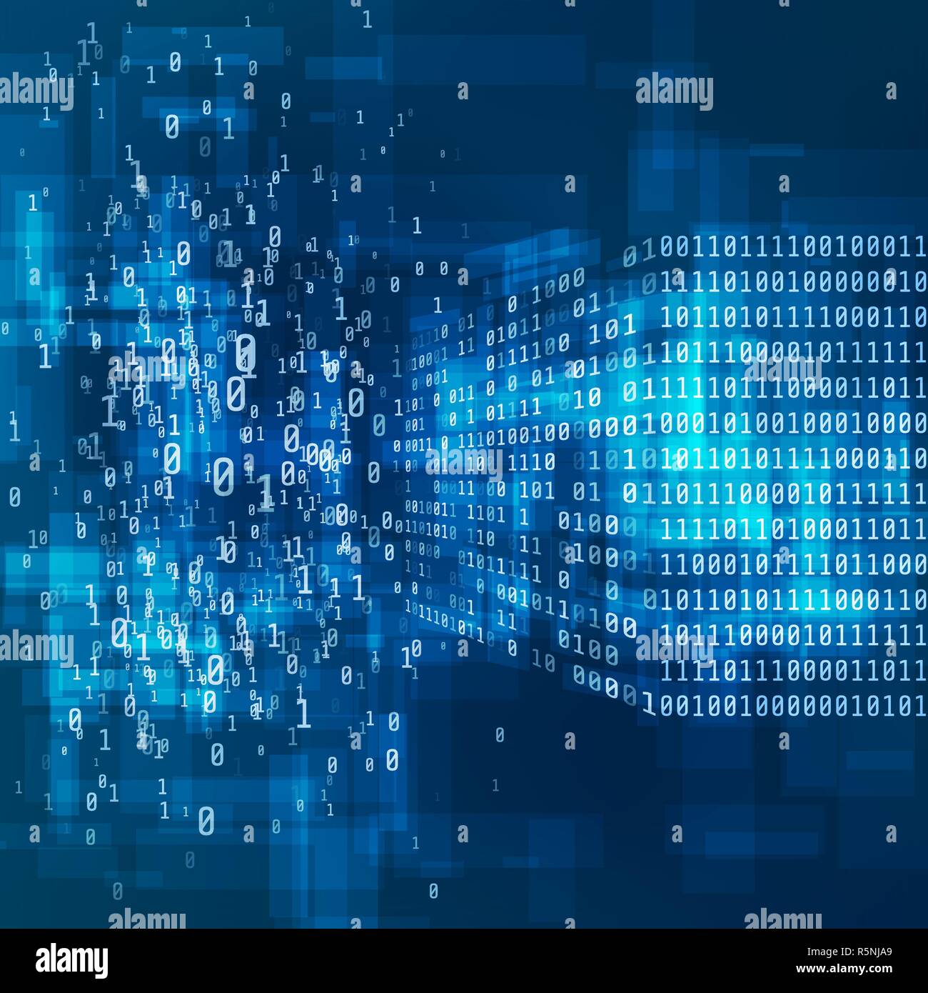 Big Data concept. Digital information visualisation. Analysis of Information Machine Learning Algorithms. Process of converting big data from chaos to Stock Vector