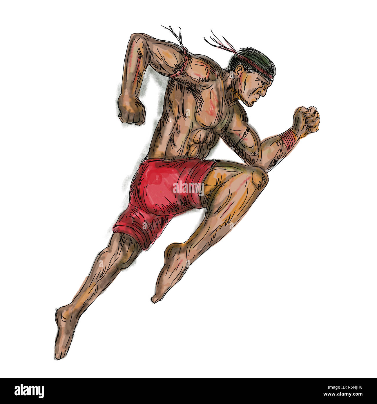 Muay Thai Boxing Fighter Tattoo Stock Photo Alamy — free download