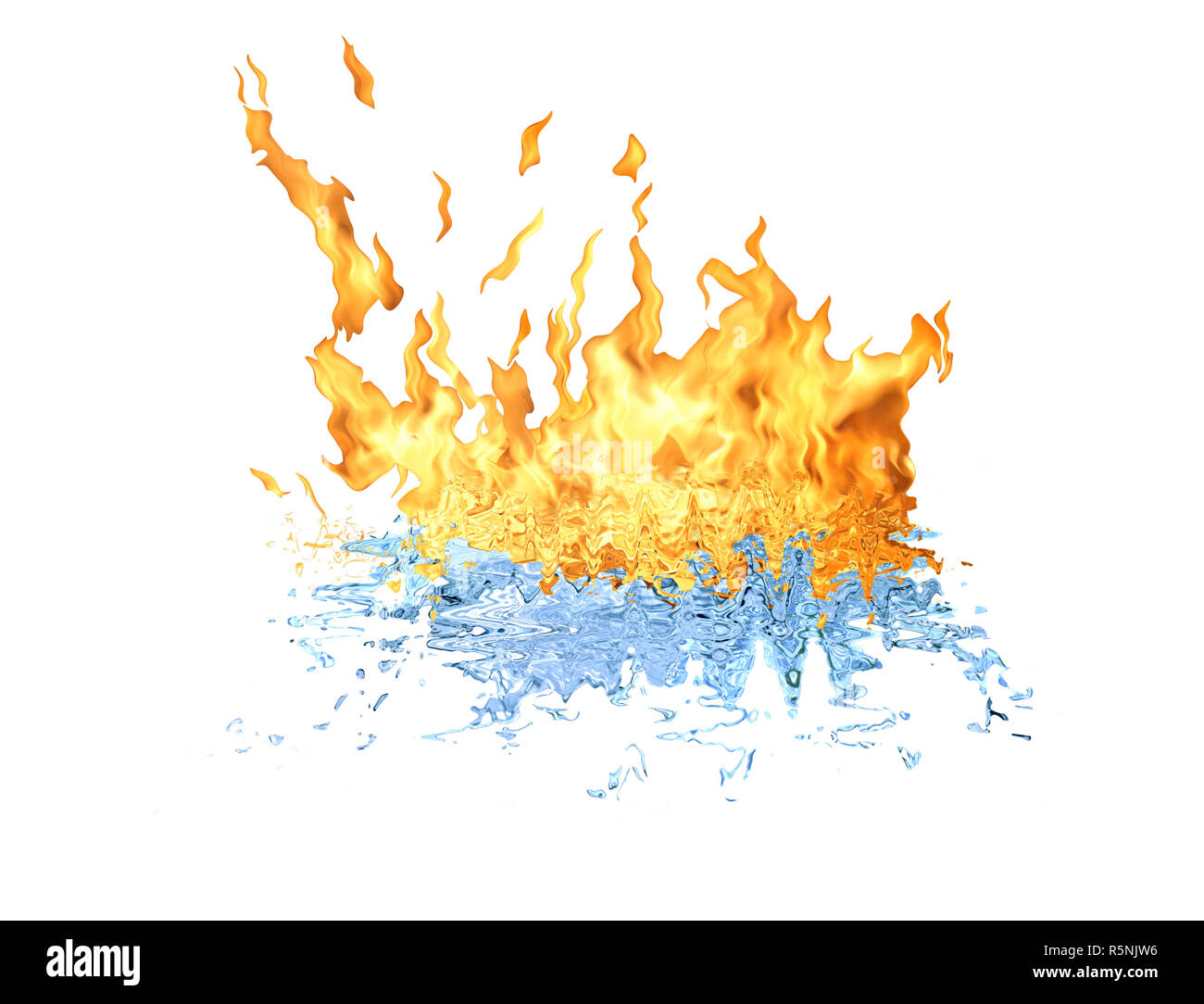Abstract white background with single fire flame on the water. Flame  isolated with clipping path Stock Photo - Alamy