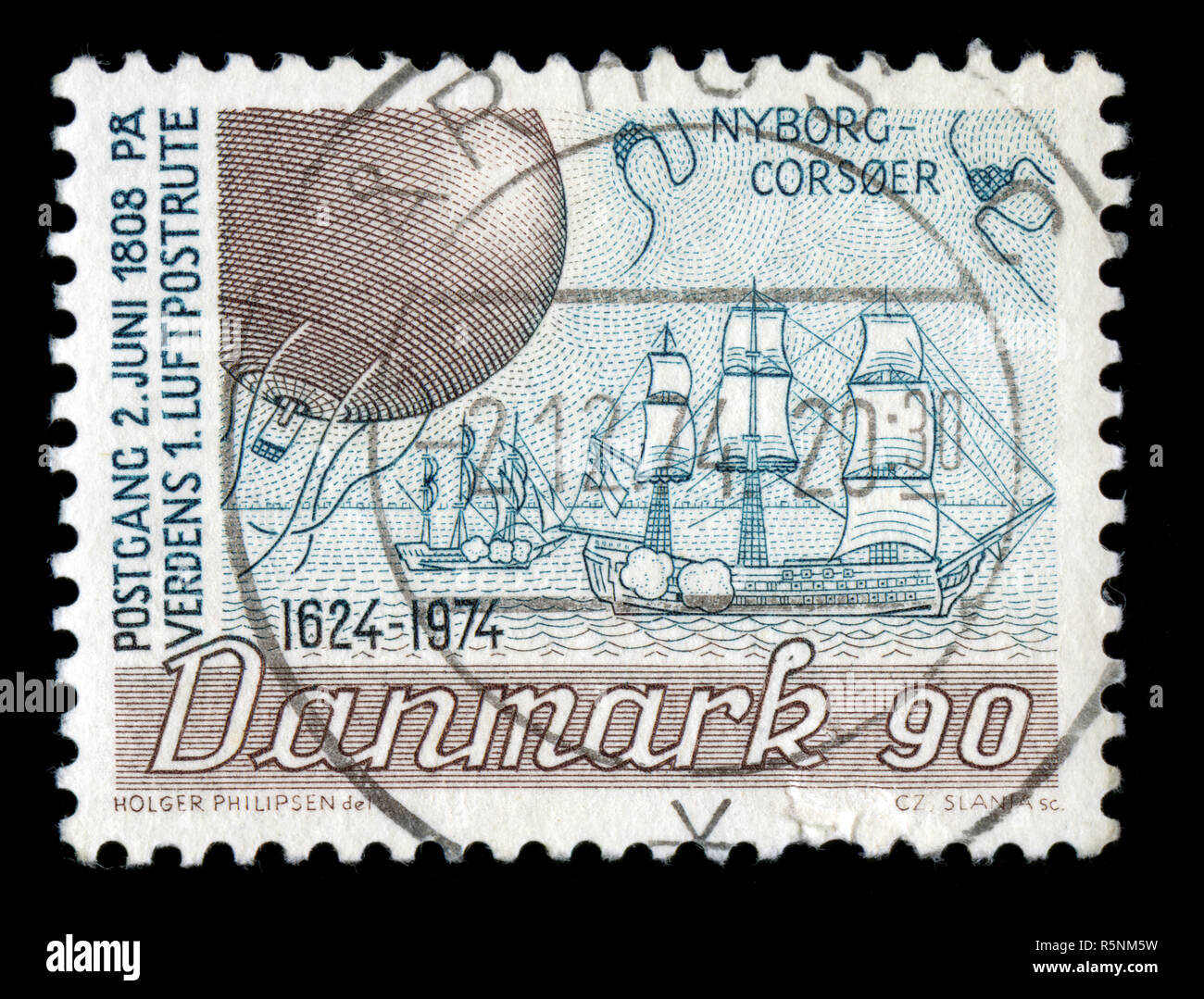 Postage stamp from Denmark in the Danish Post Office 350th.Anniv