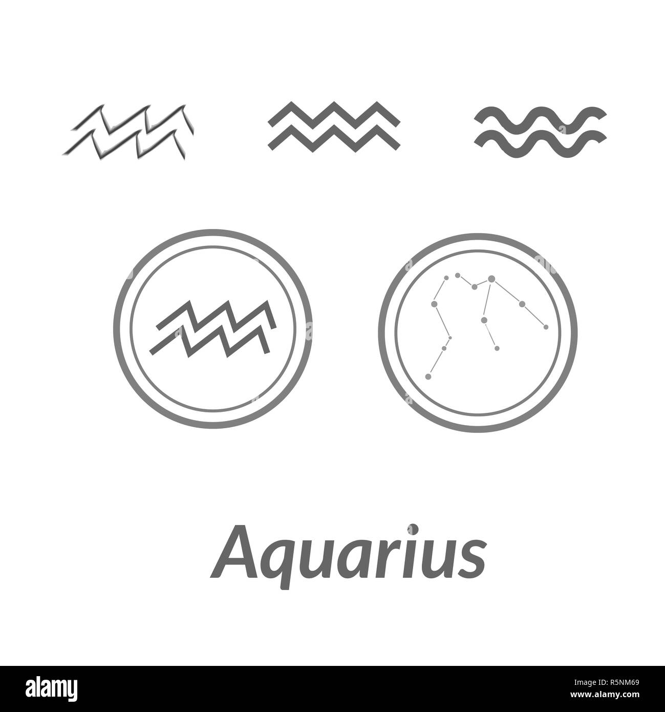 The Water-Bearer aquarius sing. Star constellation vector element. Age of aquarius constellation zodiac symbol on light background. Stock Photo