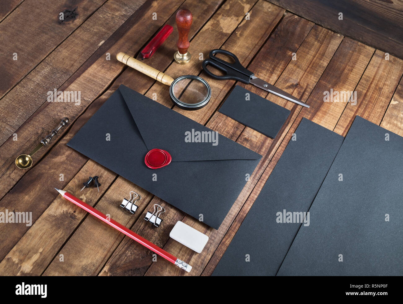 Vintage black stationery Stock Photo Alamy