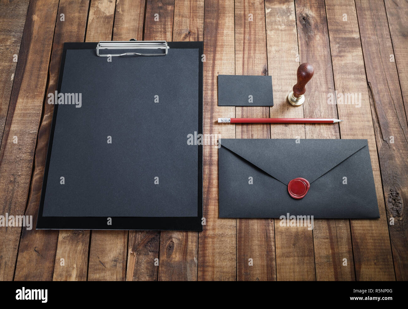 Blank black stationery Stock Photo - Alamy