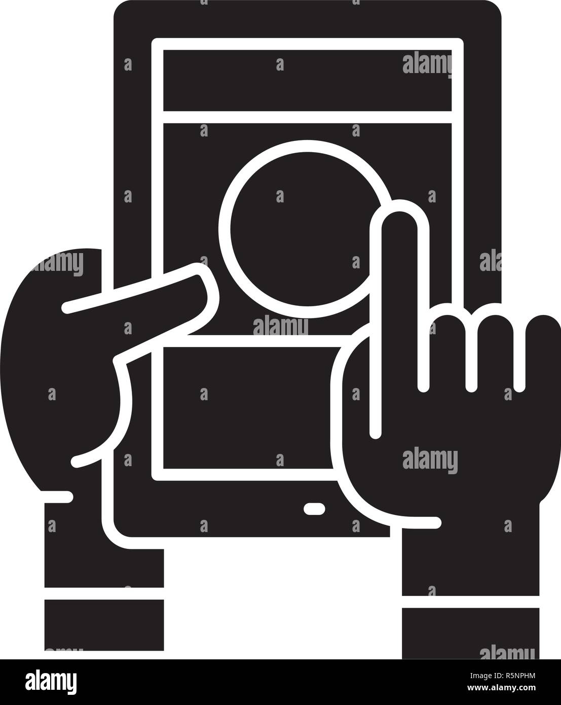 Mobile learning black icon, vector sign on isolated background. Mobile ...