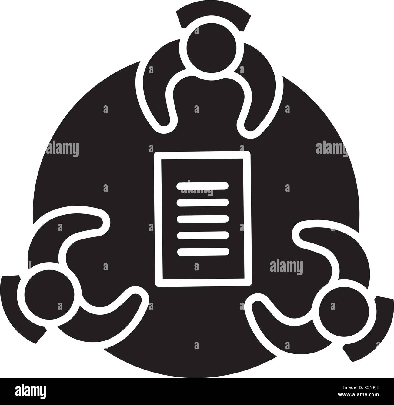 Working group black icon, vector sign on isolated background. Working