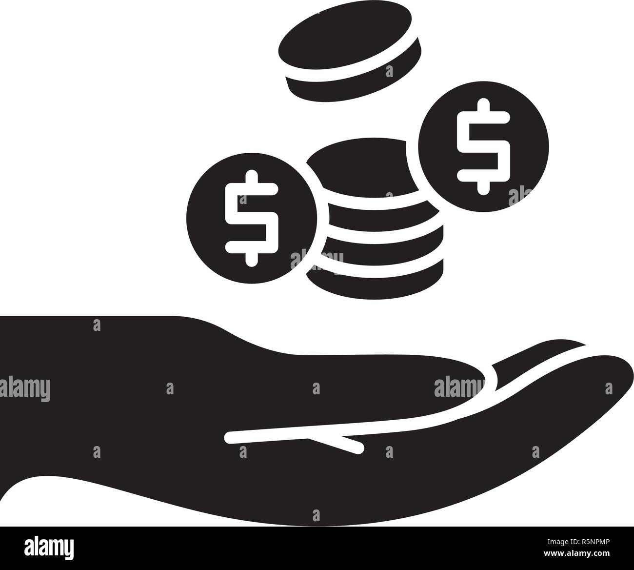 Coins black icon, vector sign on isolated background. Coins concept ...