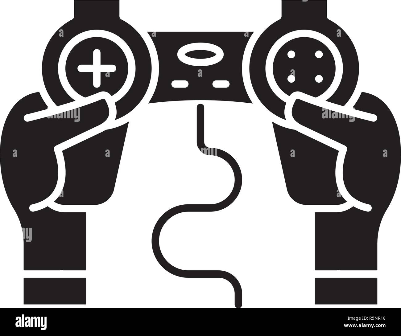 Joystick control black icon, vector sign on isolated background ...