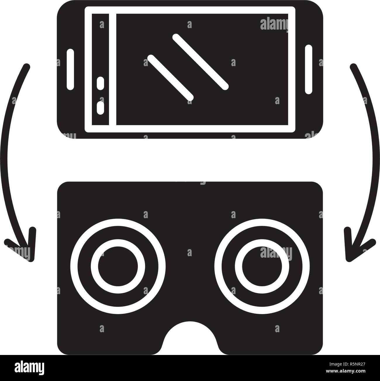 Virtual glasses for gadgets black icon, vector sign on isolated ...