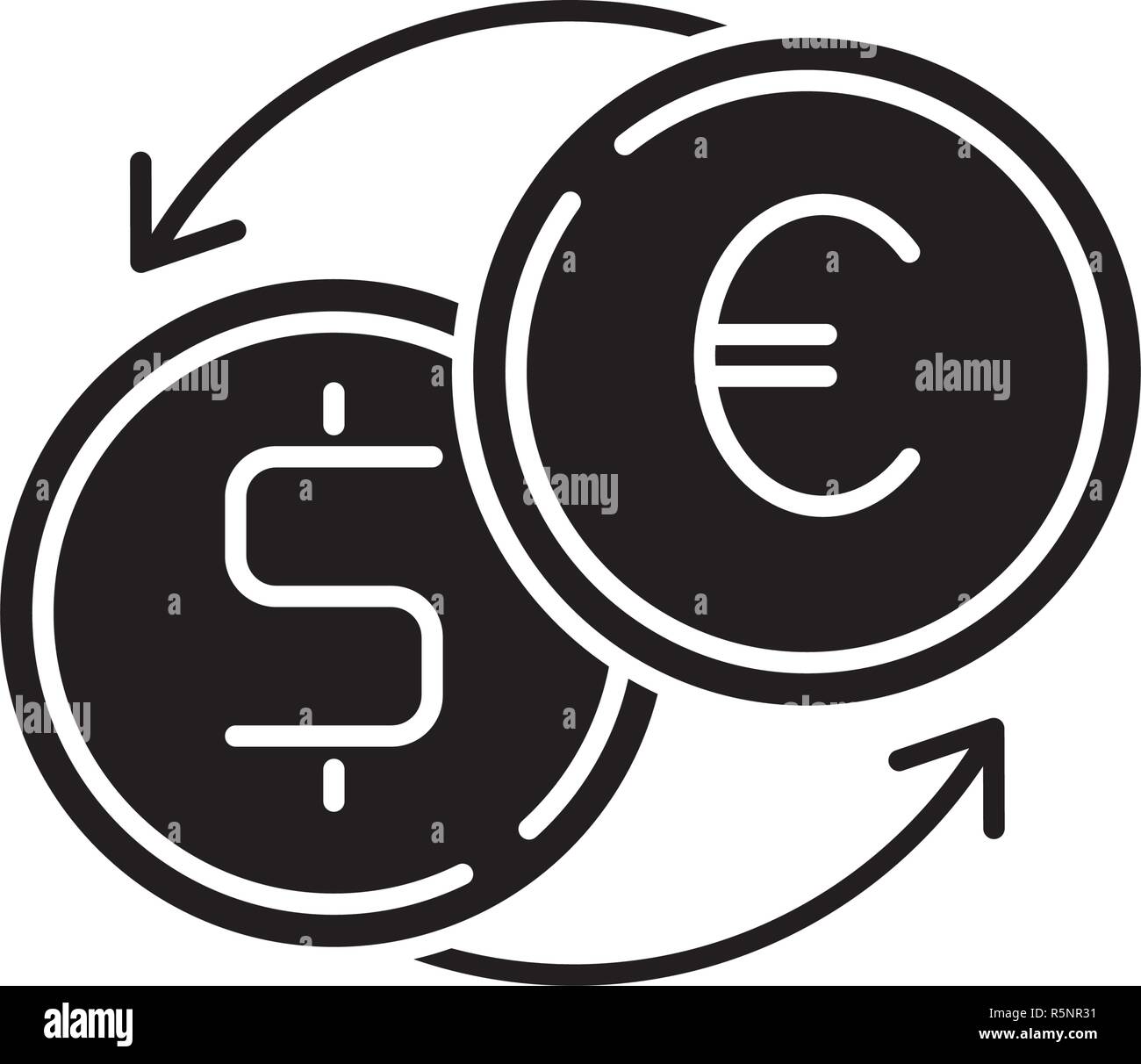 Fast currency exchange black icon, vector sign on isolated background ...