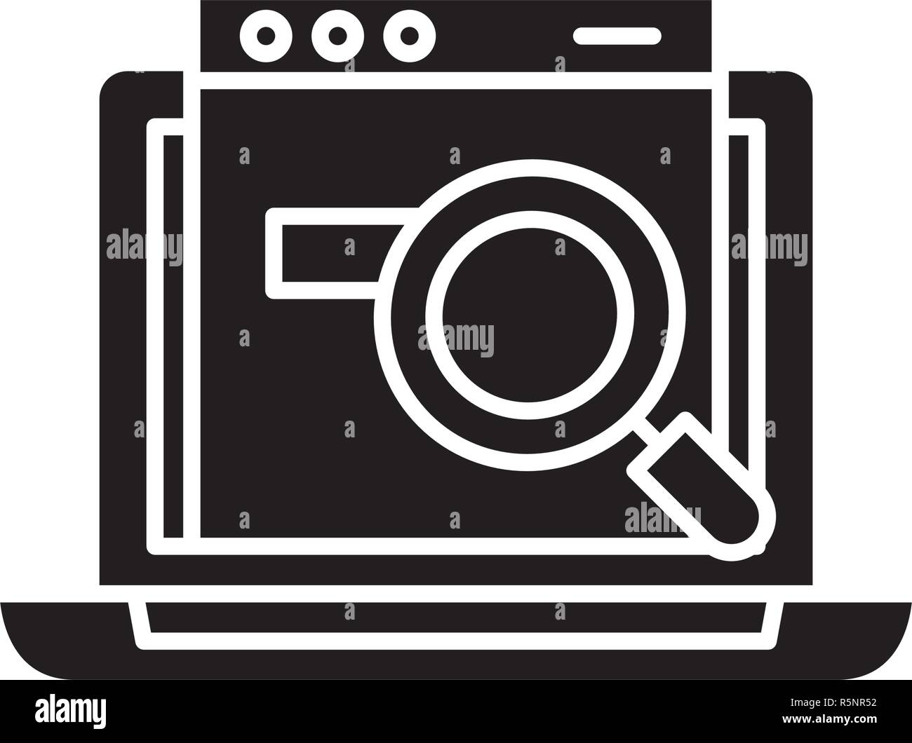 Search site black icon, vector sign on isolated background. Search site ...