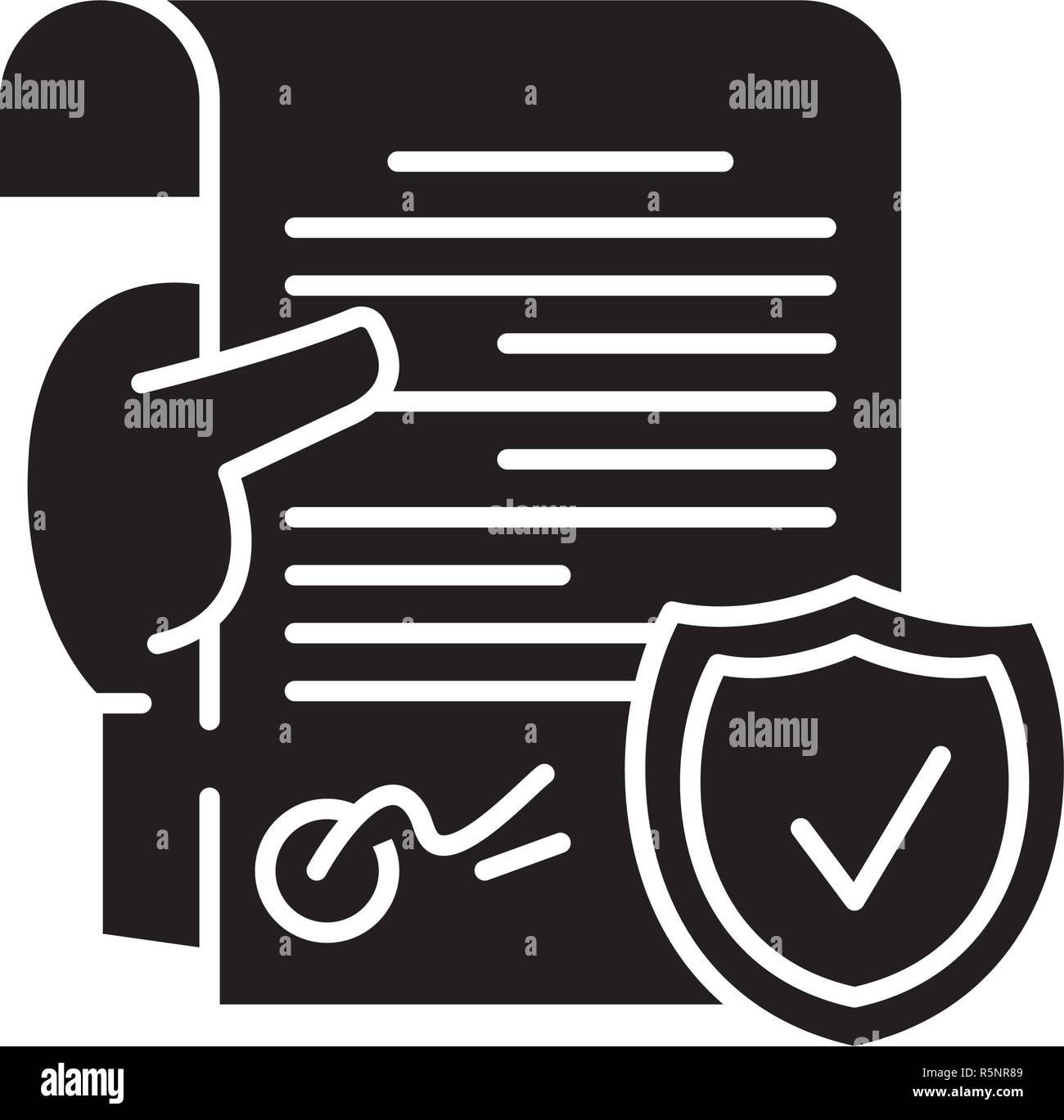 Legal document black icon, vector sign on isolated background. Legal ...