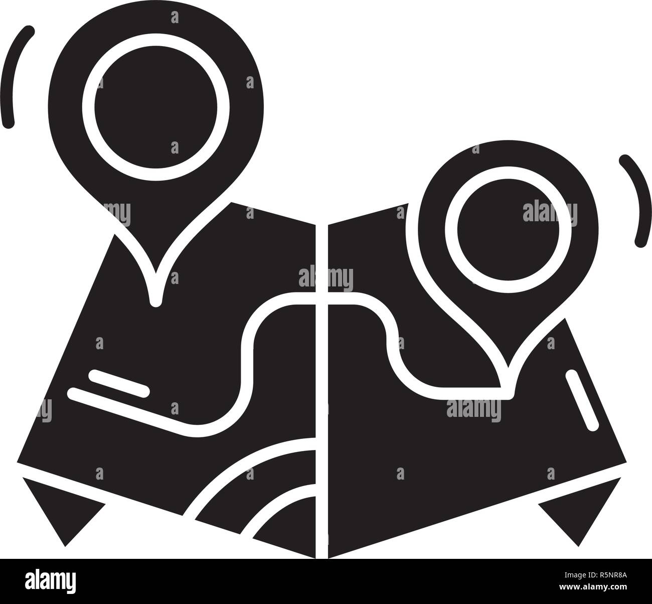 Route black icon, vector sign on isolated background. Route concept ...