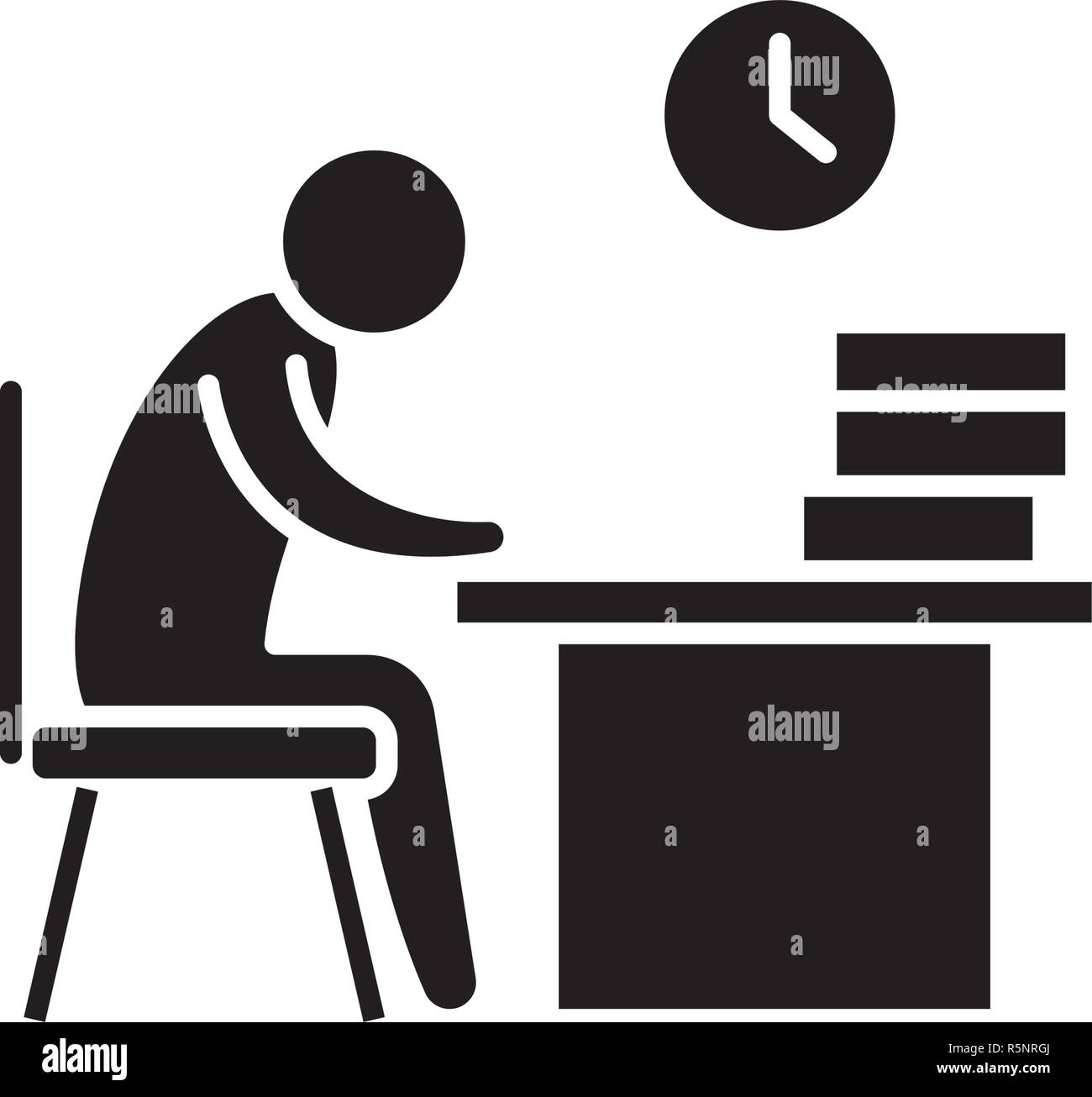 Working day black icon, vector sign on isolated background. Working day ...