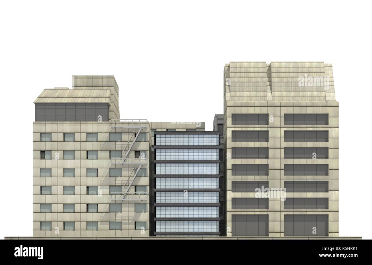 Modern buildings isolated on white background 3d illustration Stock ...