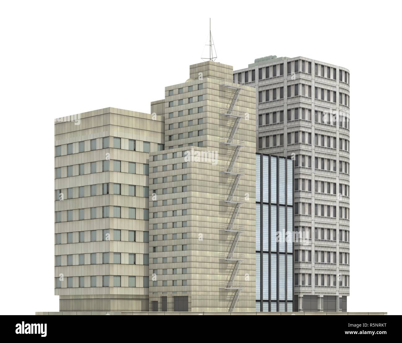 Modern buildings isolated on white background 3d illustration Stock ...