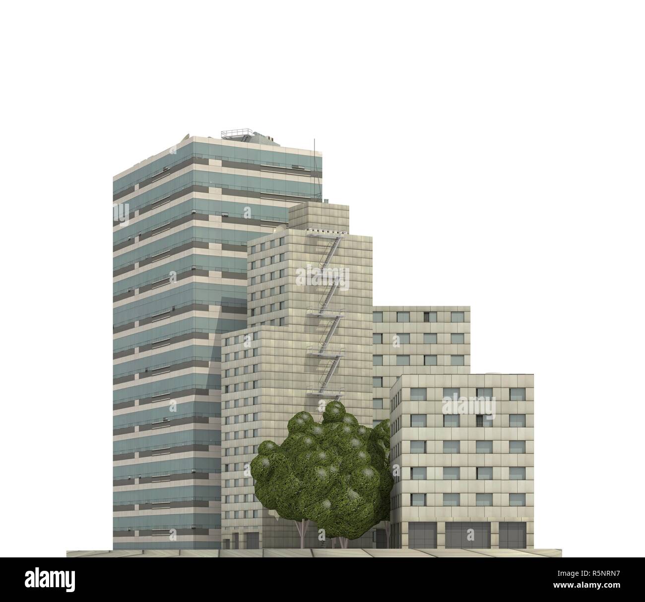 Modern buildings isolated on white background 3d illustration Stock ...