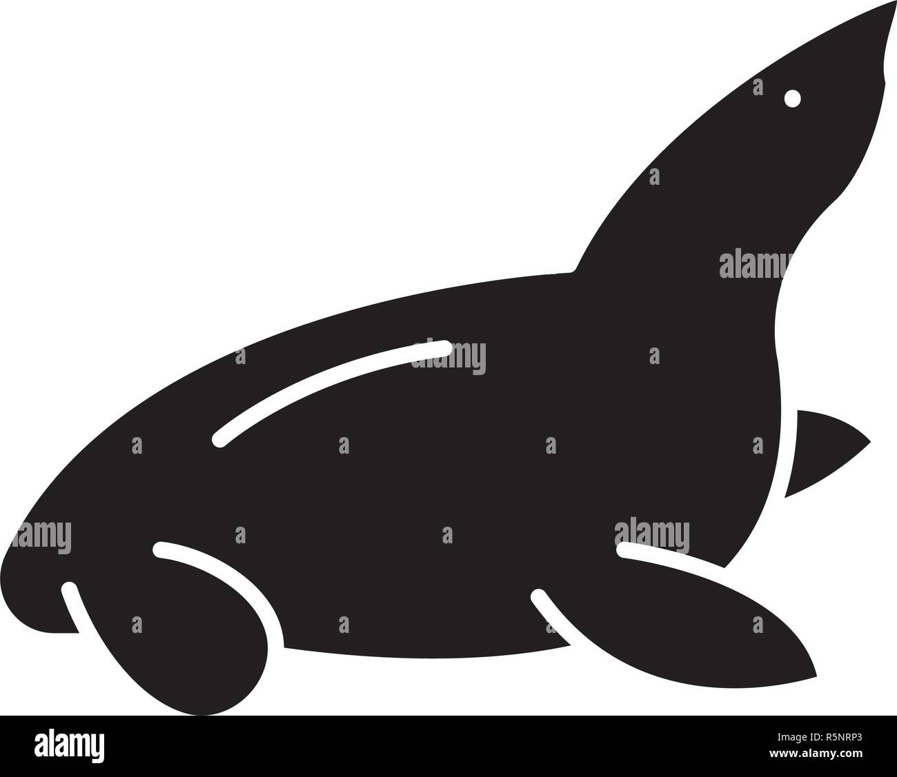 Fur seal black icon, vector sign on isolated background. Fur seal ...