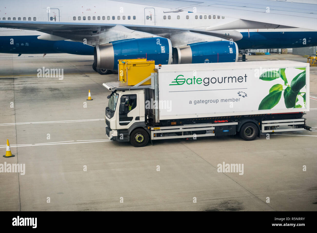September 24, 2017 London/UK - Gate Gourmet truck delivers food and drink to the air crafts about to depart from Heathrow airport Stock Photo