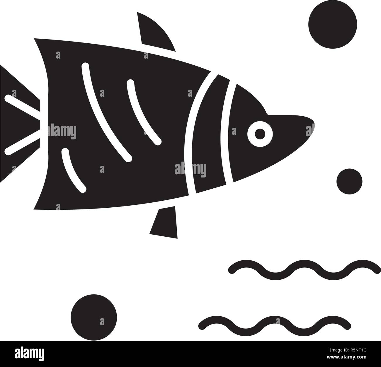 Aquarium fish black icon, vector sign on isolated background. Aquarium ...