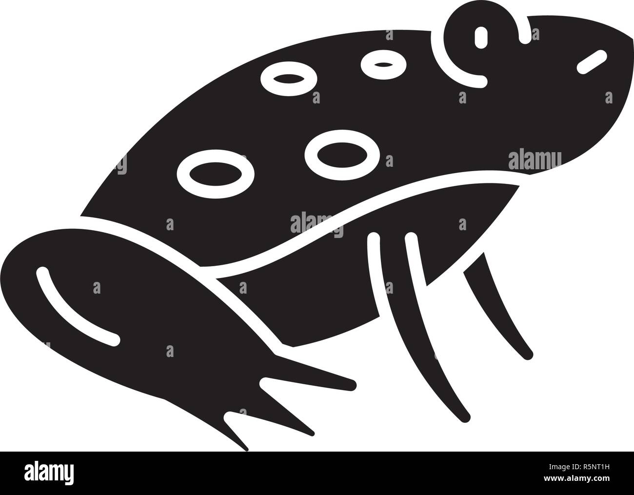 Cute frog black icon, vector sign on isolated background. Cute frog