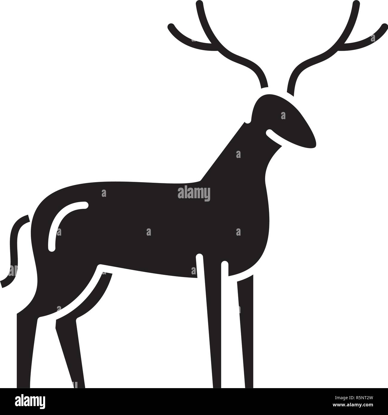 Deer black icon, vector sign on isolated background. Deer concept symbol, illustration  Stock Vector