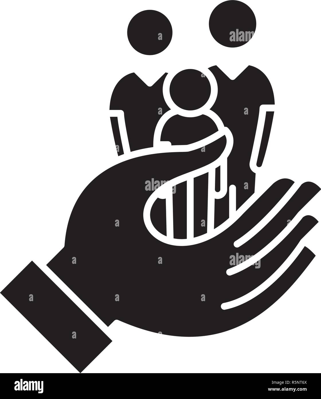 Family care black icon, vector sign on isolated background. Family care