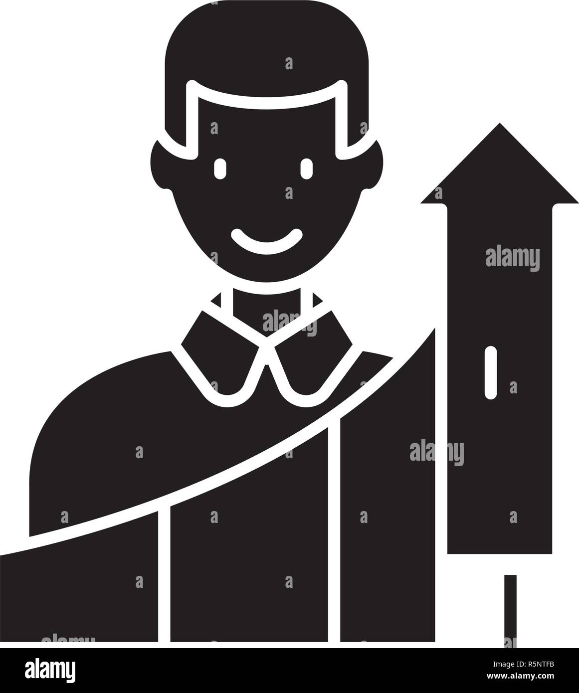 Personal growth black icon, vector sign on isolated background