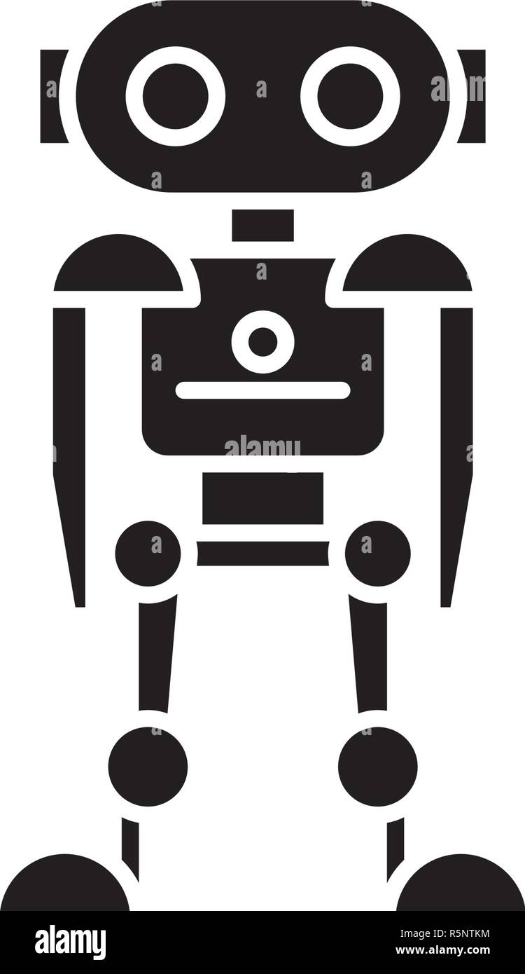 Future robot black icon, vector sign on isolated background. Future