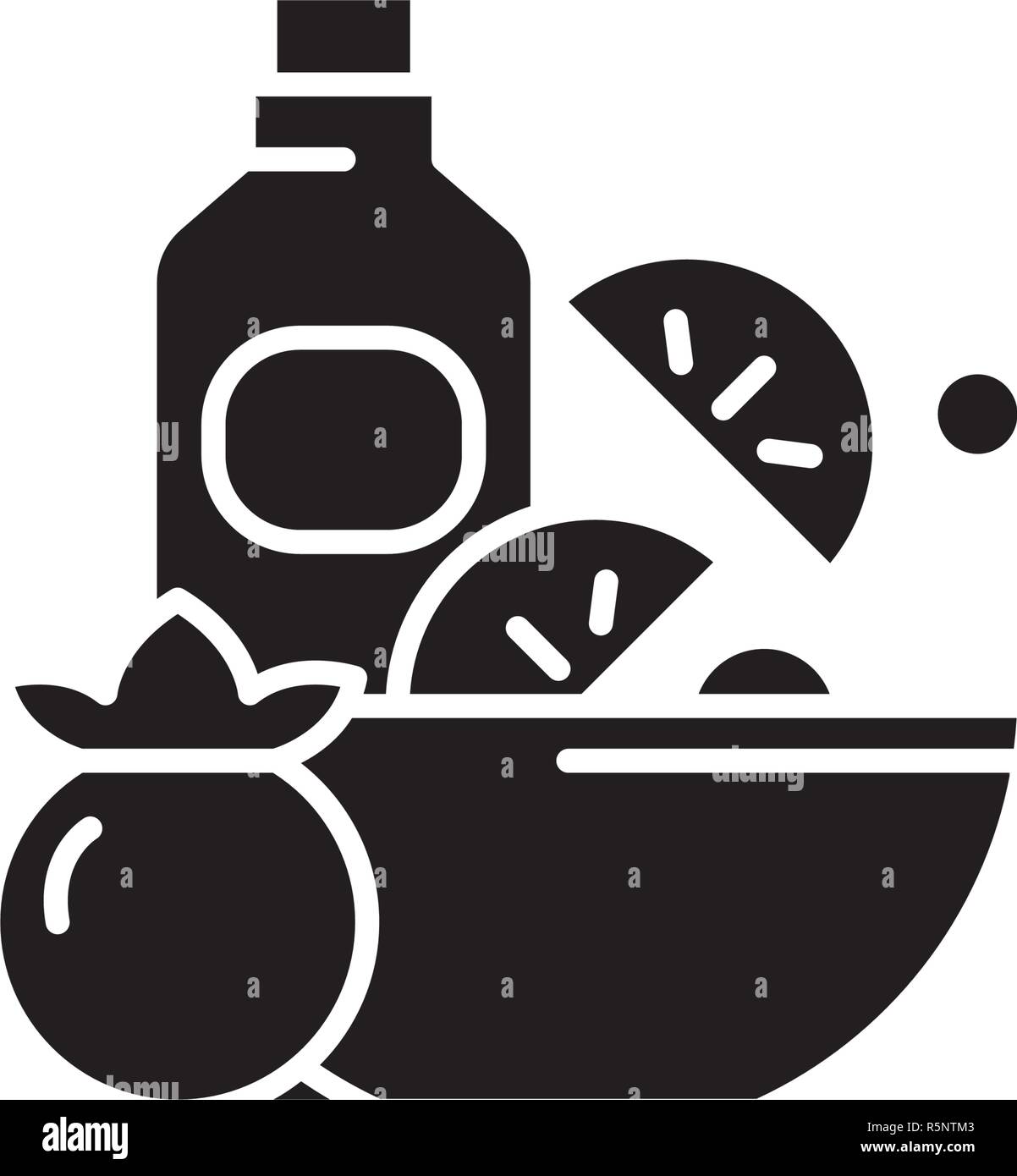 Healthy vegan food black icon, vector sign on isolated background ...