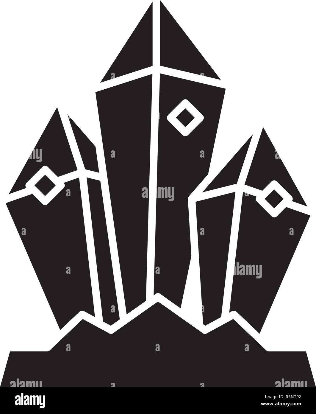 Mineral treasure black icon, vector sign on isolated background. Mineral treasure concept symbol, illustration  Stock Vector