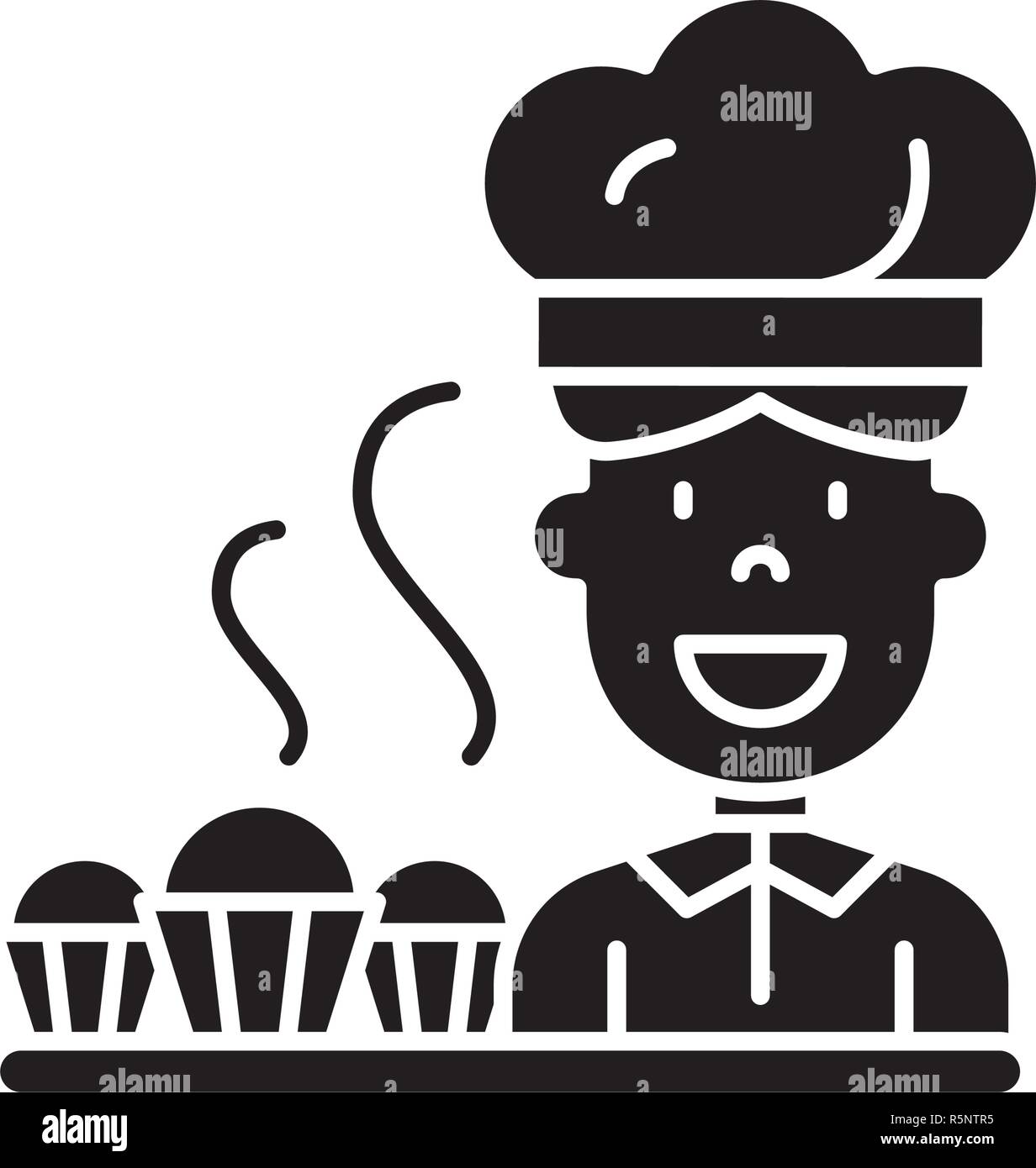 Cook Preparing Desserts Black Icon Vector Sign On Isolated