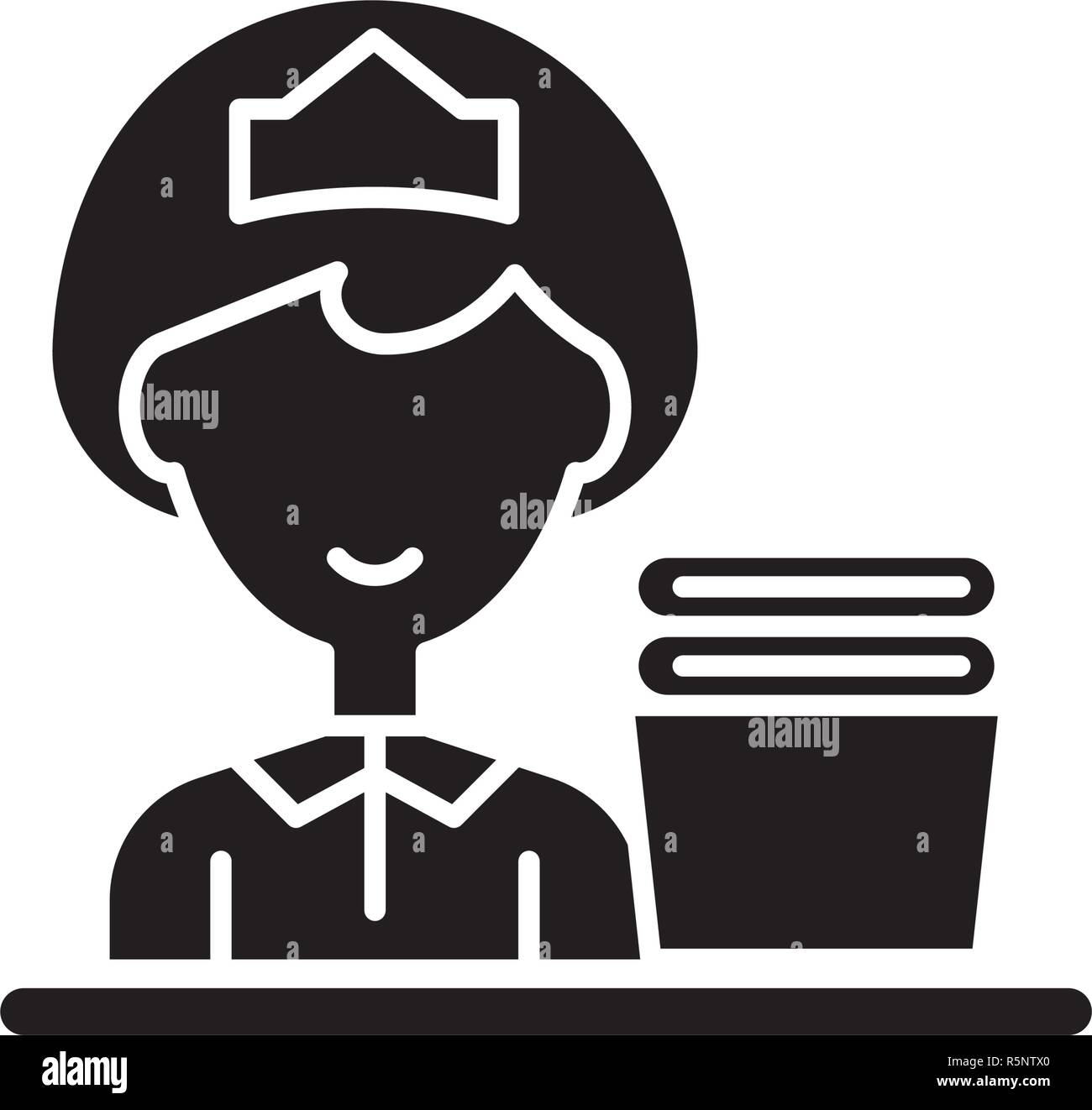 Cleaning Lady Black Icon Vector Sign On Isolated Background Cleaning Lady Concept Symbol Illustration Stock Vector Image Art Alamy