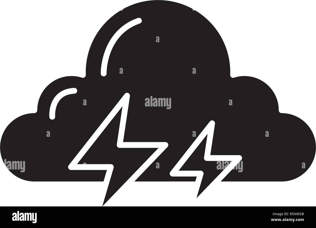 Thunderstorm black icon, vector sign on isolated background ...