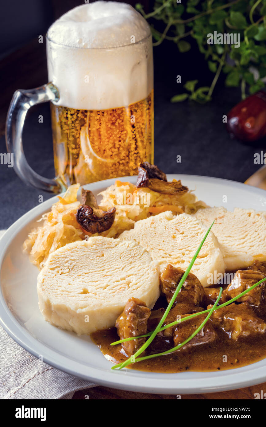 original czech dumpling with goulash Stock Photo Alamy